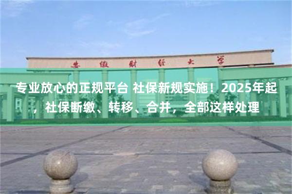 专业放心的正规平台 社保新规实施！2025年起，社保断缴、转移、合并，全部这样处理